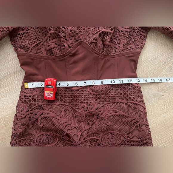 ASOS Design Washed Plum Corset Lace  Pencil Midi Dress Sz 4 Small - Picture 9 of 11